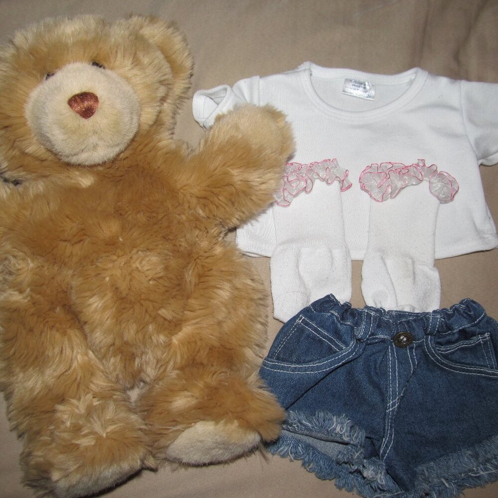 Build A Bear Unstuffed Skin - Weighted Read Teddy 2002 Y2K with Clothing Outfit